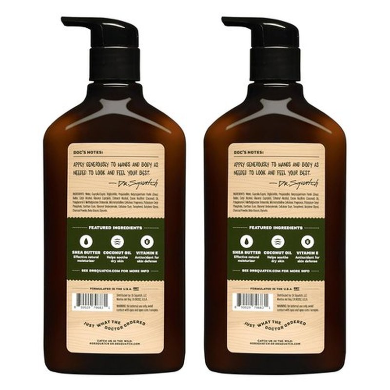 Dr. Squatch Natural Hand & Body Lotion for Men - 24-Hour Moisturization with Shea Butter & Coconut Oil - Pine Tar (10 fl oz, 2-Pack)