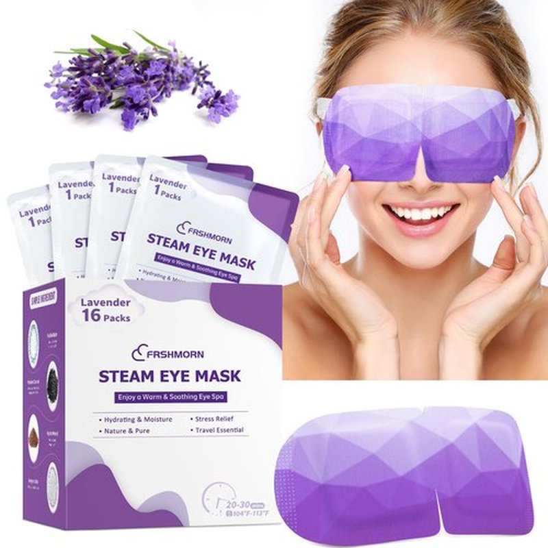 FRSHMORN 16 Packs Steam Eye Mask, Heated Eye Mask for Sleeping, Warm Compress for Eyes, Self Heating Disposal Steam Mask for Home Sleep, Office, Spa, Travel Essentials Valentine's Day Gift (Lavender)