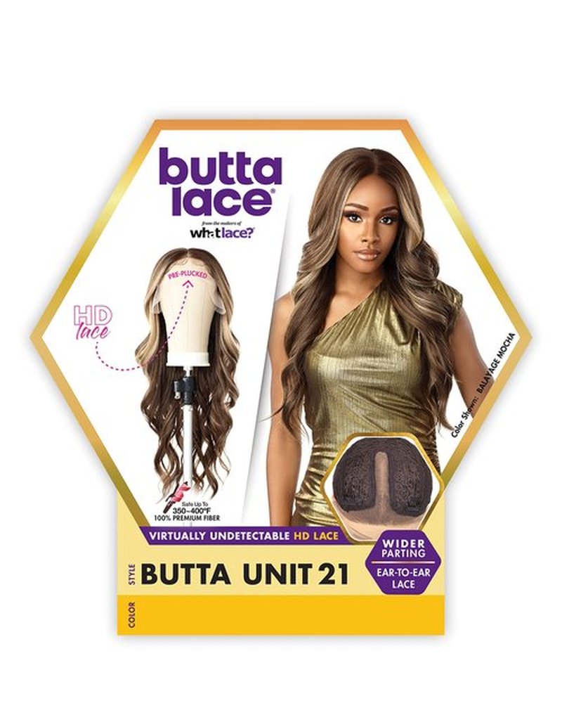 Sensationnel Butta Lace Wigs - Unit 21 Extra Wide 5 Inch Deep Parting Synthetic Preplucked Hairline Glueless Lacefront (BALAYAGECARAMEL)
