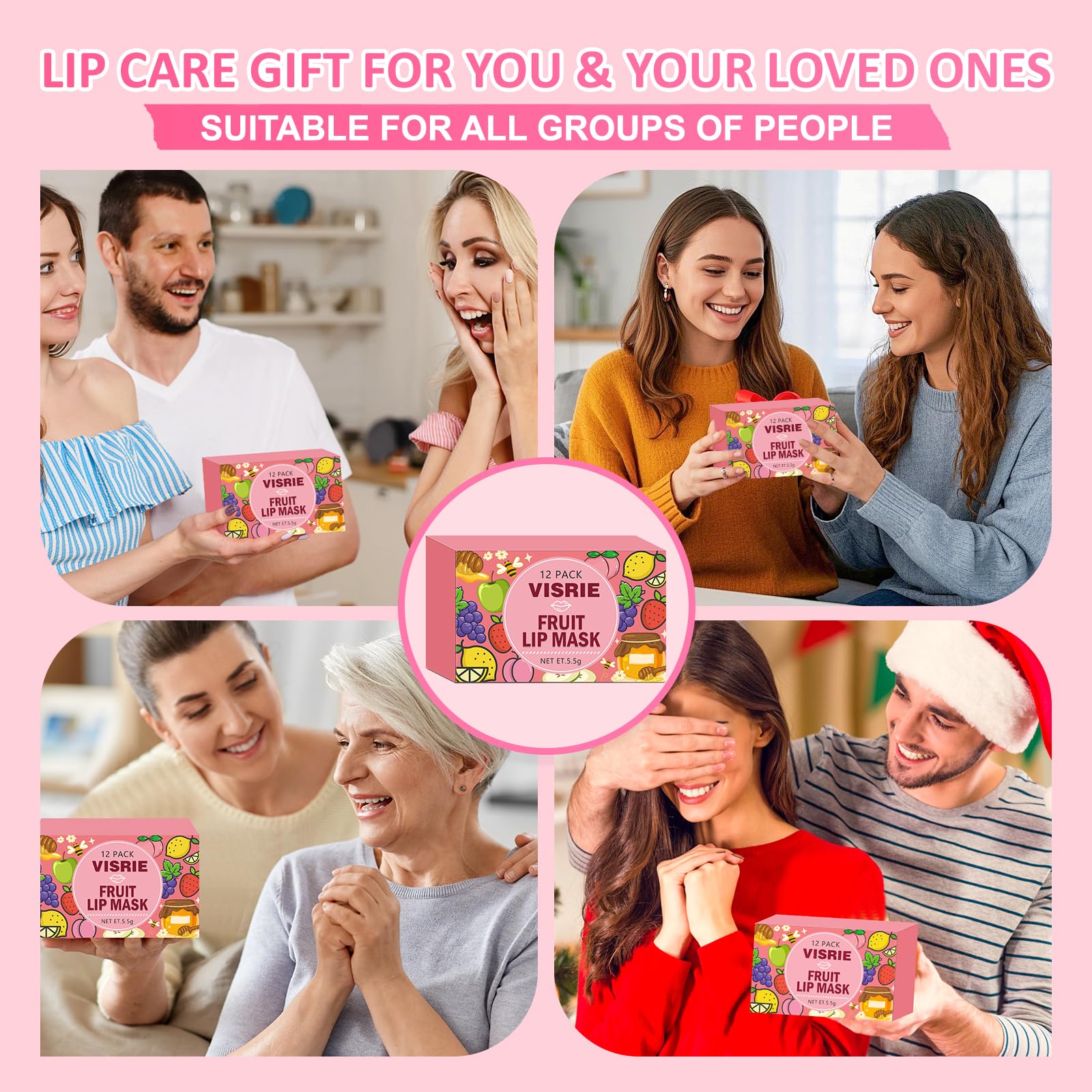 VISRIE 12 PCS Bee Lip Balm Honey Pot, Overnight Sleeping Lip Mask with Applicator - Propolis & Fruit Extract Moisturizing Lip Care for Dry Cracked Lips, Cute Makeup Gift for Women & Girls