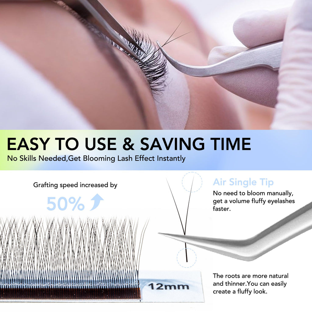 Natuhana 2D Y Shape Lash Extensions Easy Fan Russian Volume Y Eyelash C/D/L/LU Curl 0.07mm Natural Y Shaped 12 Rows Premade Eye Lashes Supply(Black,0.07C,8-14mm)
