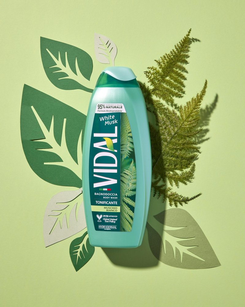 Vidal Shower Gel, White Musk 250 ml/8.4 Fl Oz, Moisturizing, Softening, Body Care, Unisex, Made in Italy