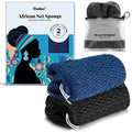 CORATED African Net Sponge Authentic, Shower Loofah Exfoliating Bath Sponge, Body Scrubber for Women and Men Daily Use Body Care, Travel Portable Bath Accessories for Bathroom (Blue & Black)