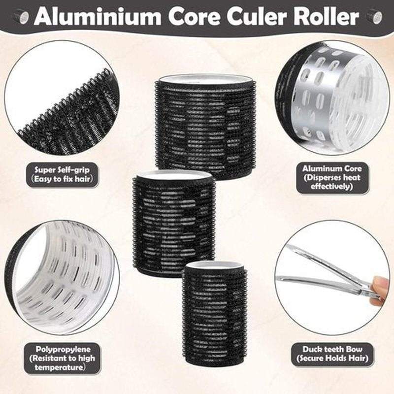 Skiennix Thermal Hair Rollers - 24PCS Jumbo Curlers with Clips for Volume | 63mm, 48mm, 36mm Sizes