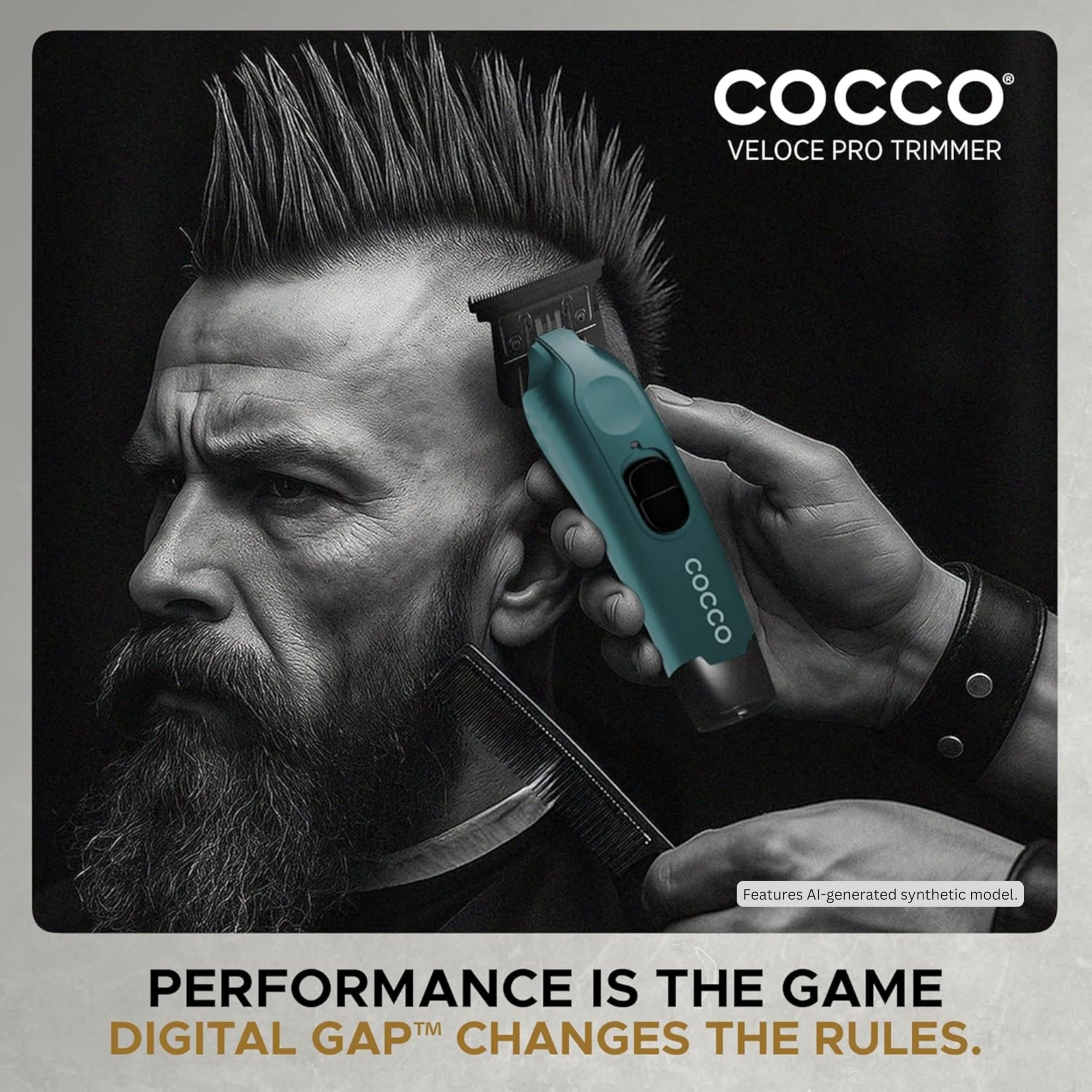 Cocco Hyper Veloce Pro Trimmer, Digital Gap Graphene Blade (Dark Teal)