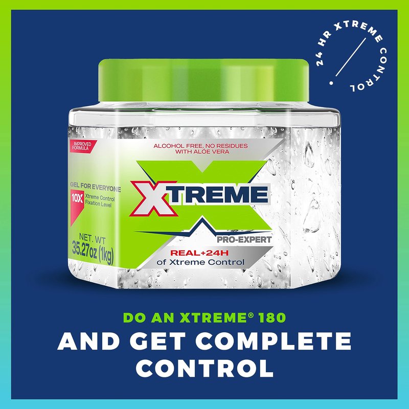 Xtreme Pro-Expert Styling Gel, Clear, Alcohol-Free with Aloe Vera, 35.27 Oz Jumbo Jar, 24H Control, 2 Pack