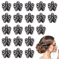 20 PCS Small Flower Crystal Hair Clips for Women Cute Mini Tiny Little Sparkling Metal Flower Sweet Artificial Bangs Hair Claw Clip Decorative Cute Hair Party Accessories for Women Girls Gift (Black)