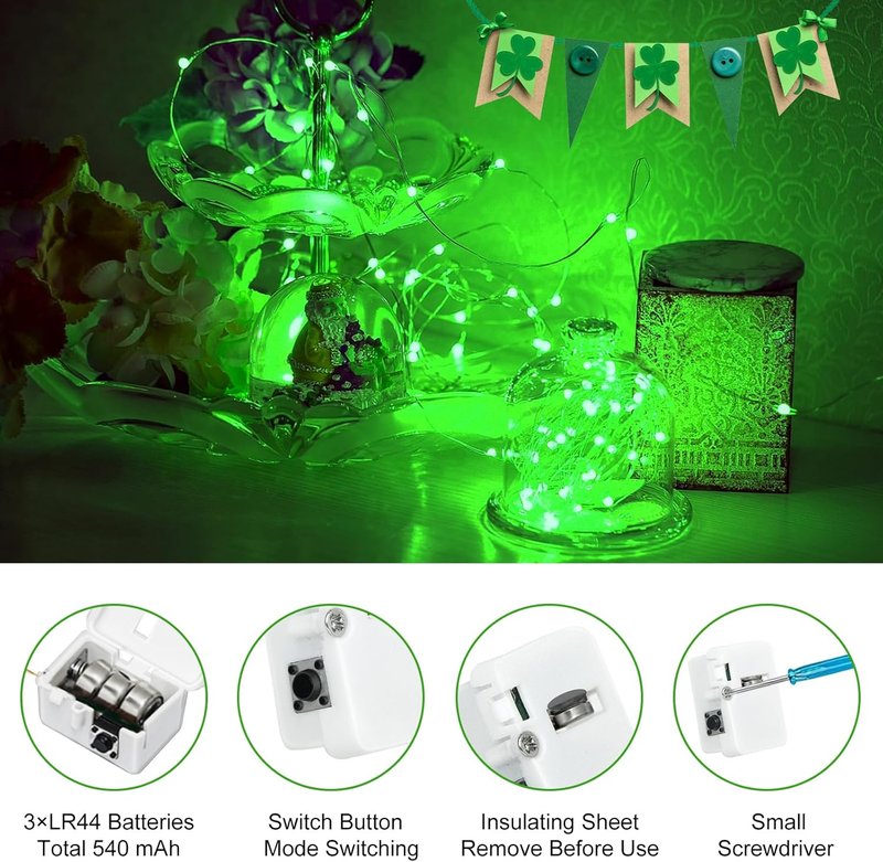 Btfarm 12 Pack Fairy Lights - Battery Operated Twinkle Lights | Waterproof 7ft Silver Wire for Mason Jars & Weddings