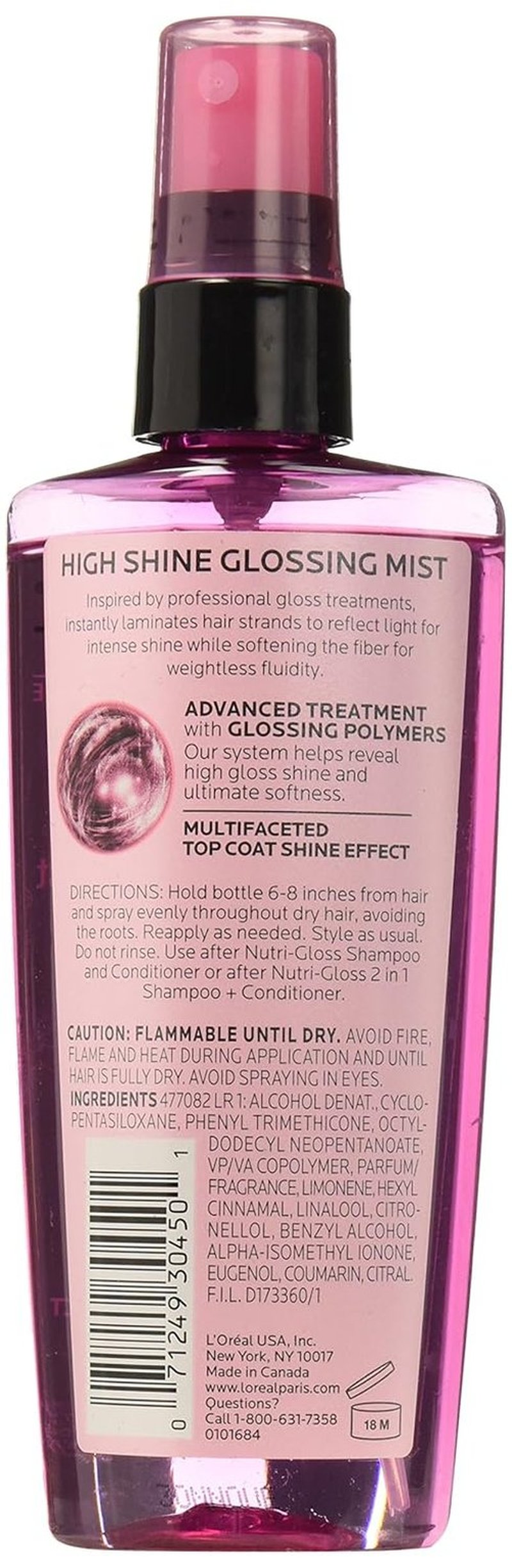 L'Oréal Paris Advanced Haircare Nutrigloss - High Shine Glossing Mist, 3.4 Fl. Oz.