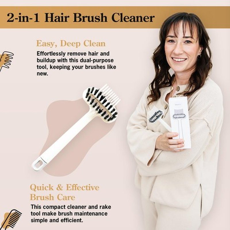 BlairCo 2-in-1 Hair Brush & Comb Cleaner Tool with Pick – Hairbrush Cleaning Tool for Removing Hair, Lint & Buildup – Easy Round Brush Disassembly – Brush Cleaner for Salon & Home Use