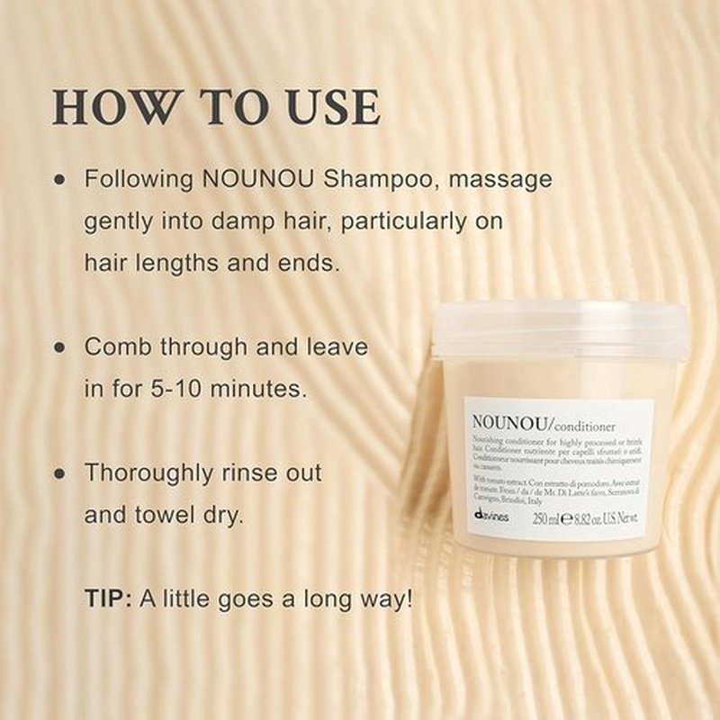 Davines NOUNOU Conditioner - Hydrating Deep Conditioner for Damaged & Dry Hair | 8.45 Fl Oz