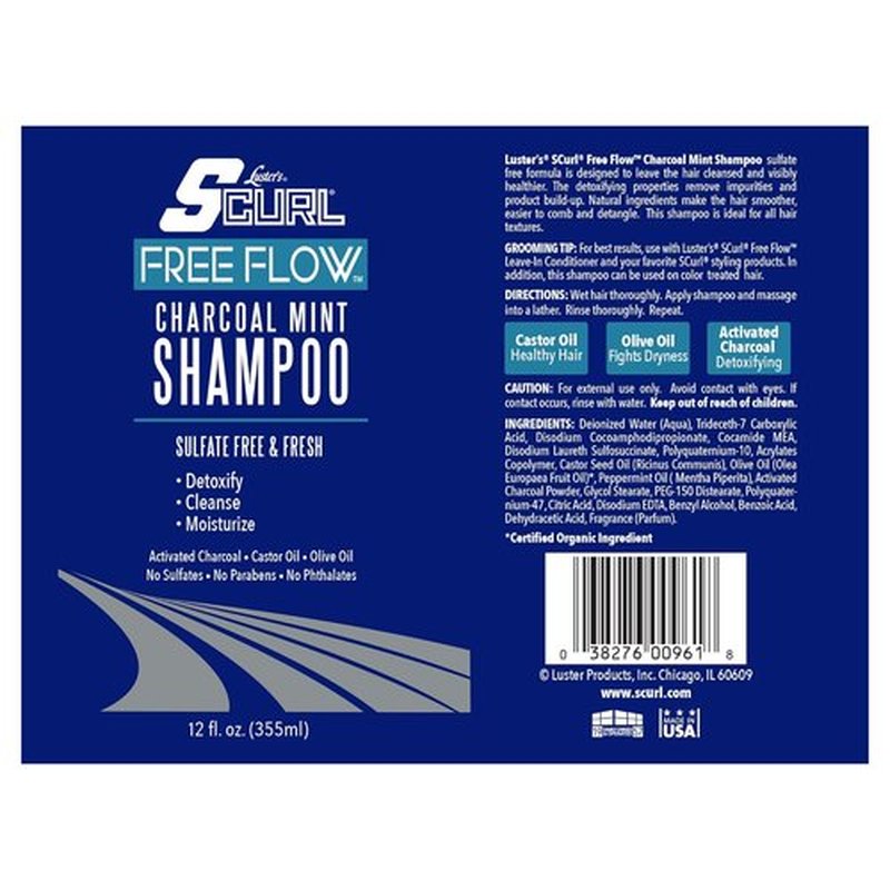 Luster's SCurl Charcoal Mint Shampoo - Refreshing Formula for Healthy Hair | 12 oz