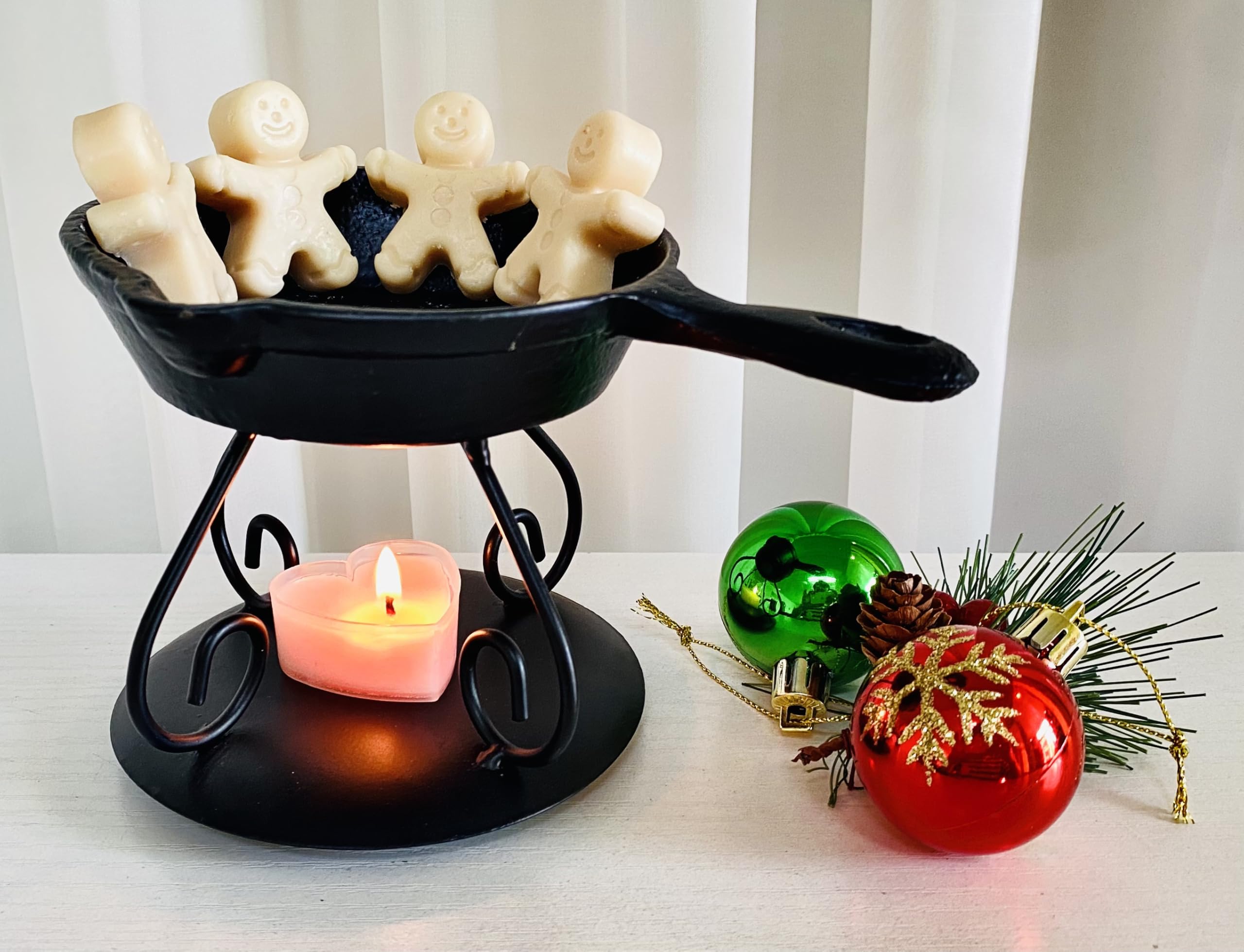 B CENTERBRIDGE Wax Melter Mini Cast Iron Skillet with Warmer and Trivet Wax Pot Black Tea Lights Halloween Harvest Thanksgiving Decorations Gifts