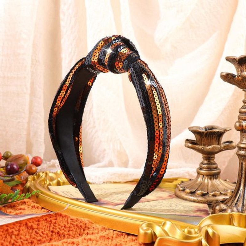 Lanmerry Halloween Baby Girl Headbands with Bows Knotted Headband for Women Sparkly Headbands Girls Fashion Gifts Girls Glitter Sequins Hair Accessories