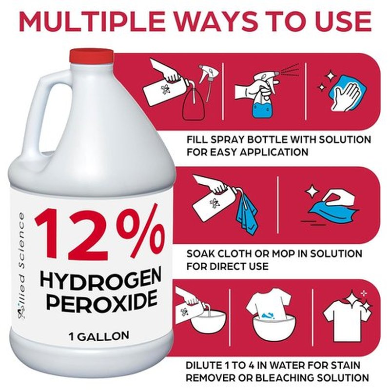 Allied Science 12% Food Grade Hydrogen Peroxide - 4X Stronger Cleaner for Home & Personal Care | 1 Gallon (2)