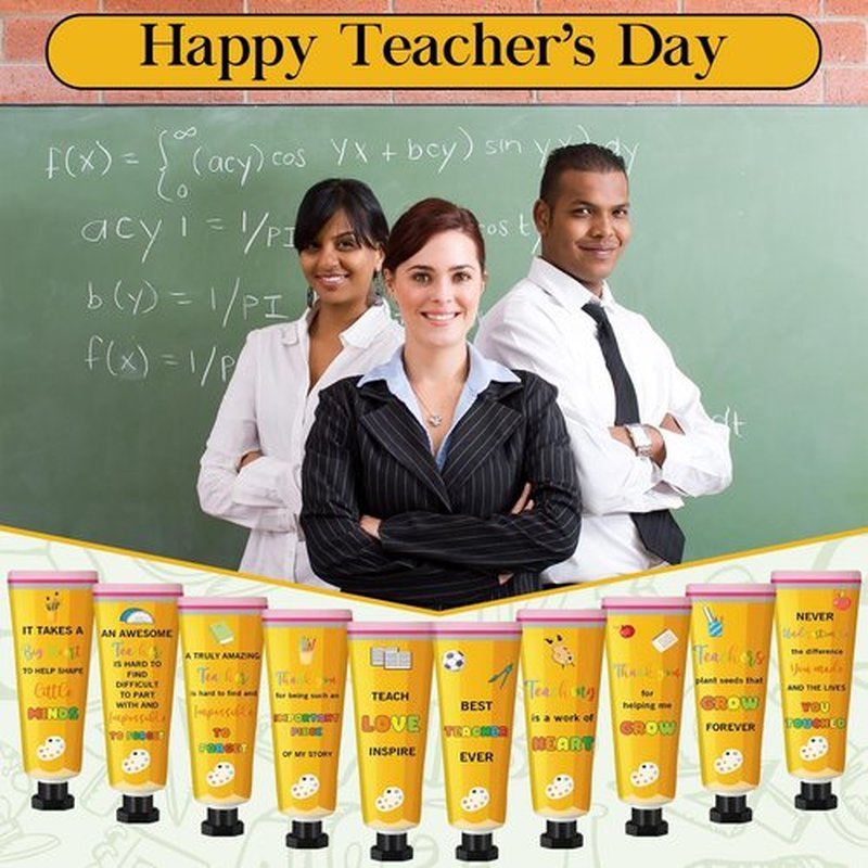 Leelosp 30 Pcs Teacher Appreciation Gift - Pencil Design Hand Cream Bulk Mini Travel Size Moisturizing Hand Lotion for Women Teacher Appreciation Week Graduation Party Favors, 10 Natural Fragrances