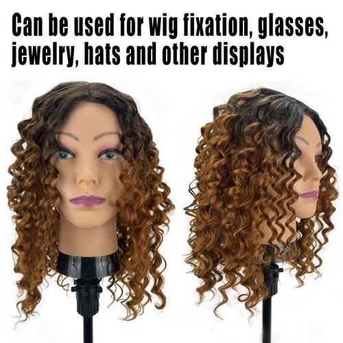simnient Bald Mannequin Head Stand Professional Cosmetology Wig Training Head for Wig Making and Display Hat Glasses Scarf Jewelry Model Head with Free Clamp