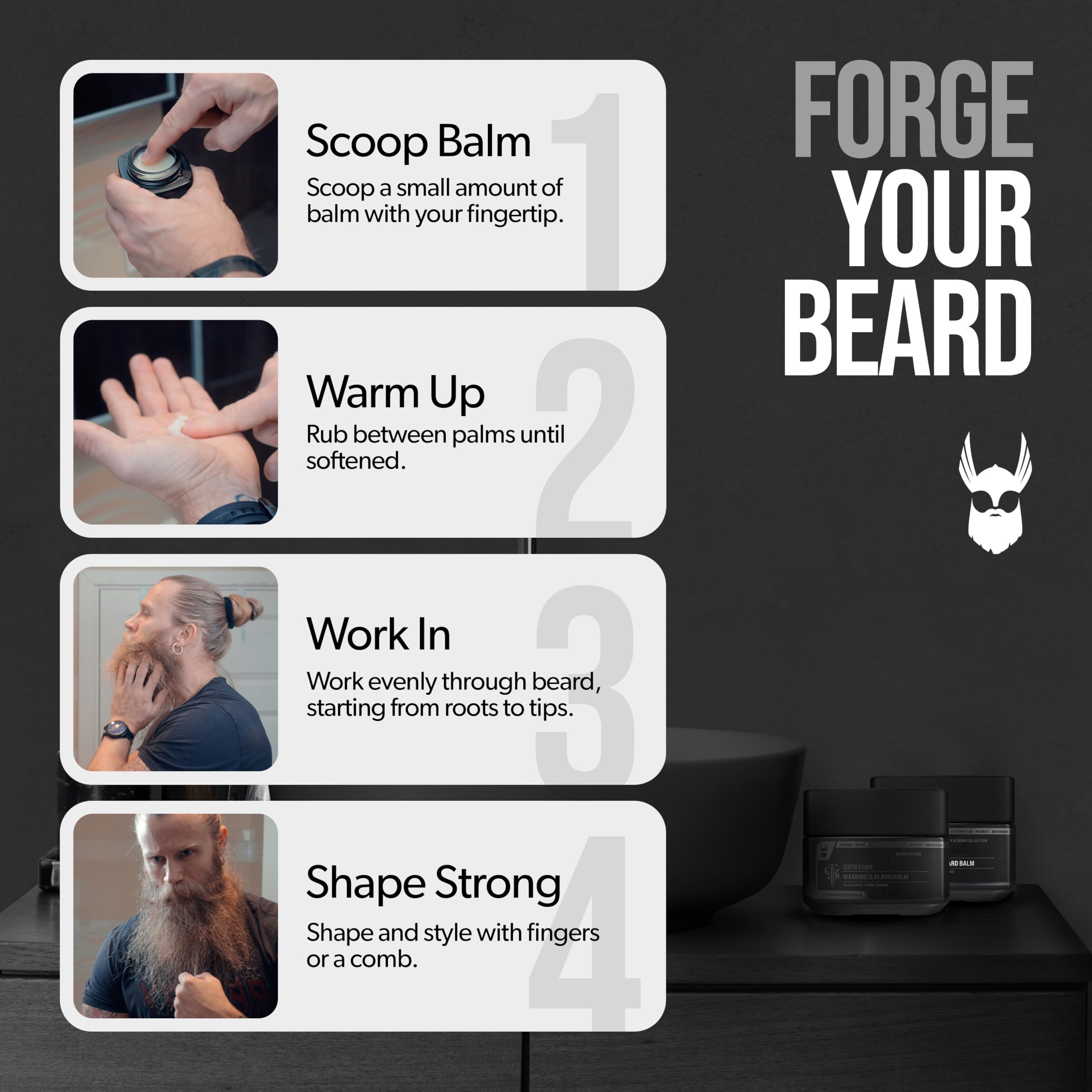 The Beard Struggle Warrior’s Beard Balm - Platinum Collection, Aesir's Triumph - Non-Greasy Low-Hold Formula, Luxurious Cologne-Grade Fragrances 100% Natural and Plant-Based Ingredients - 50g