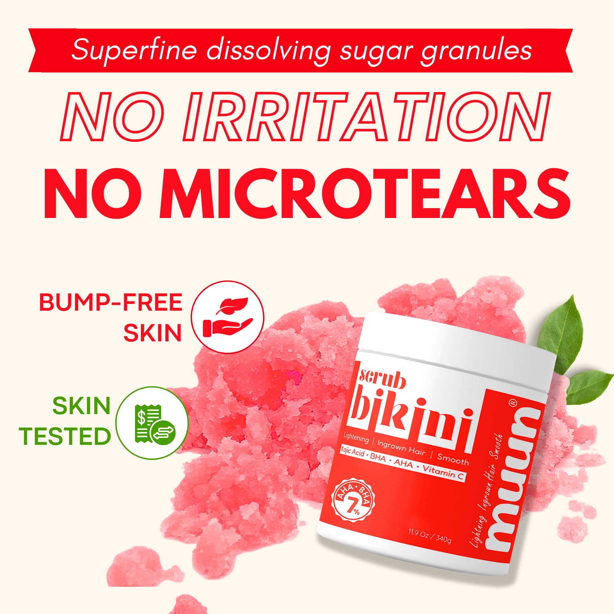 Bikini Area Exfoliator Pack 2-2% Kojic Acid Vitamin C & 7% AHA/BHA Even Skin Tone, Radiance & Glow Skin & Ingrown Hair for Rectum Intimate Butt Underarm