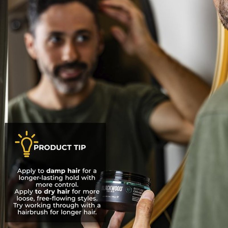 Blackwood For Men BioFuse Hair Cream Clay, Matte Finish Medium to Strong Hold Hair Styling Aid, Natural Hybrid that Texturizes, Moisturizes, Conditions, Adds Volume, Fights Frizz & Detangles, 3oz