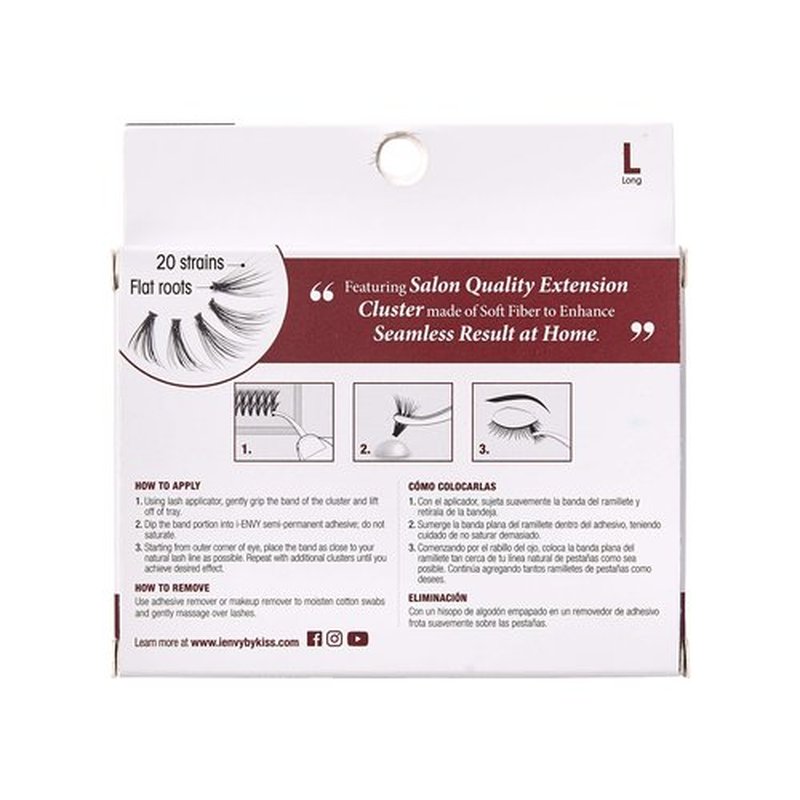 i•ENVY 20D Extension Cluster Individual Lashes (Long, 2 Pack) Flat Root Seamless Application Perfect for DIY Lash Extension