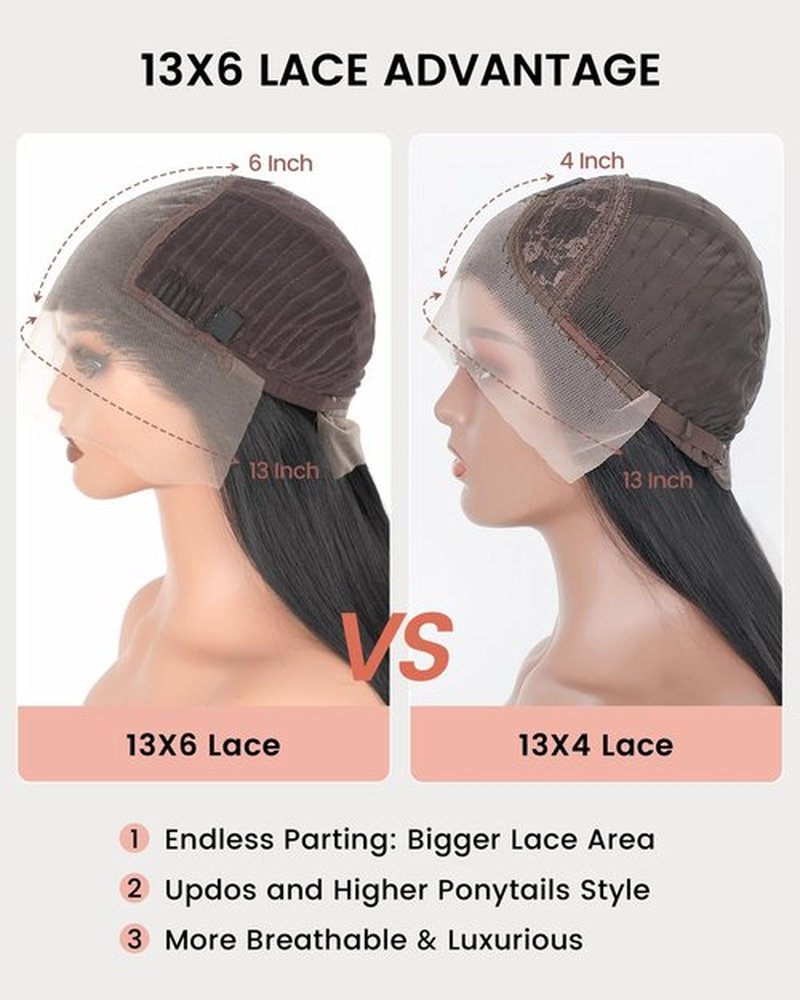 Cemuto Kinky Straight Lace Front Wigs Pre Plucked with Baby Hairs 180% Density Yaki Straight 13x6 Synthetic Transparent HD Glueless Lace Wig as Human Hair Auburn Brown 22 Inch