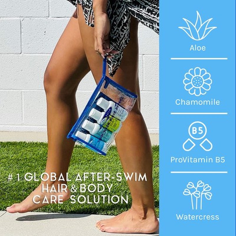 TRISWIM Chlorine Removal Shot Set - Travel Size Shampoo, Conditioner, Body Wash & Lotion | 2oz Each