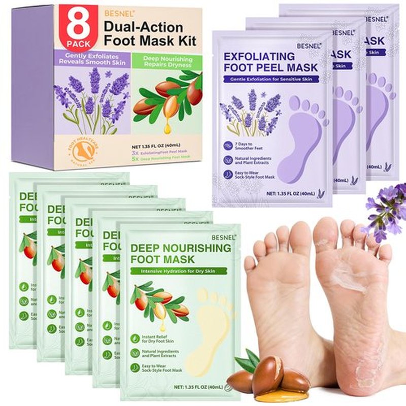 Foot Peeling 3Pcs ＆ 5Pcs Moisturizing Foot Mask, Exfoliator Peel Calluses Dead Skin Callus Remover, Hydrating Foot Masks for Dry Cracked Feet, Repair Rough Heels＆Dry Skin for Baby Soft and Smooth Feet