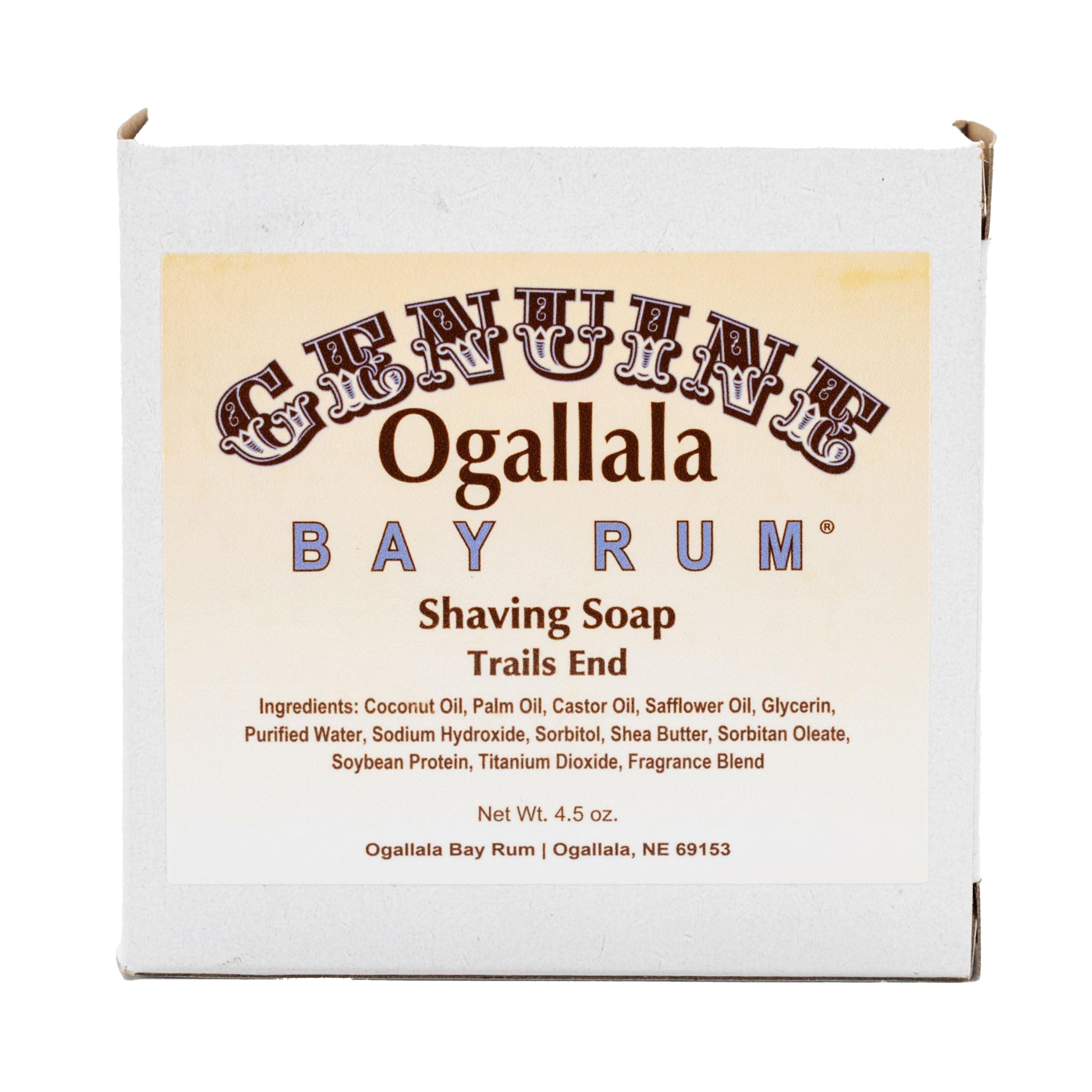 Ogallala Bay Rum | Men's Luxury Shaving Soap | 4.5 oz Bar | Old Fashioned Bay Rum Inspired | Trails End Scent