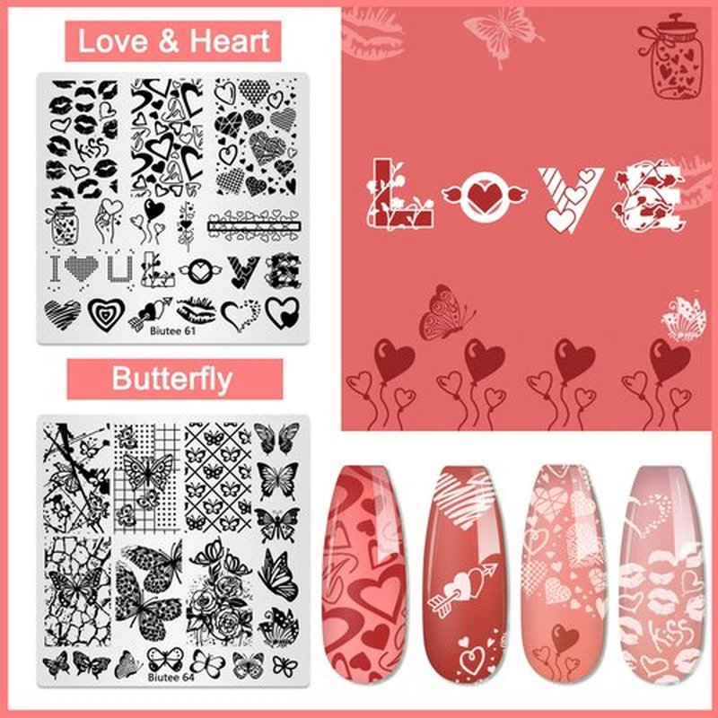 Biutee Nail Stamping Plates Set 15PCS Nail Art Stamper Scraper Nail Art Stamping Kit with Storage Bag Gift Box Nail Stamp Template Kit Lace Flower Butterfly Star Holiday Design