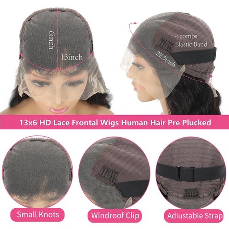 optenpg 24 Inch 13x6 Lace Front Wigs Human Hair Pre Plucked Body Wave HD Lace Frontal Wigs Human Hair 200% Density Glueless Wigs Human Hair for Women