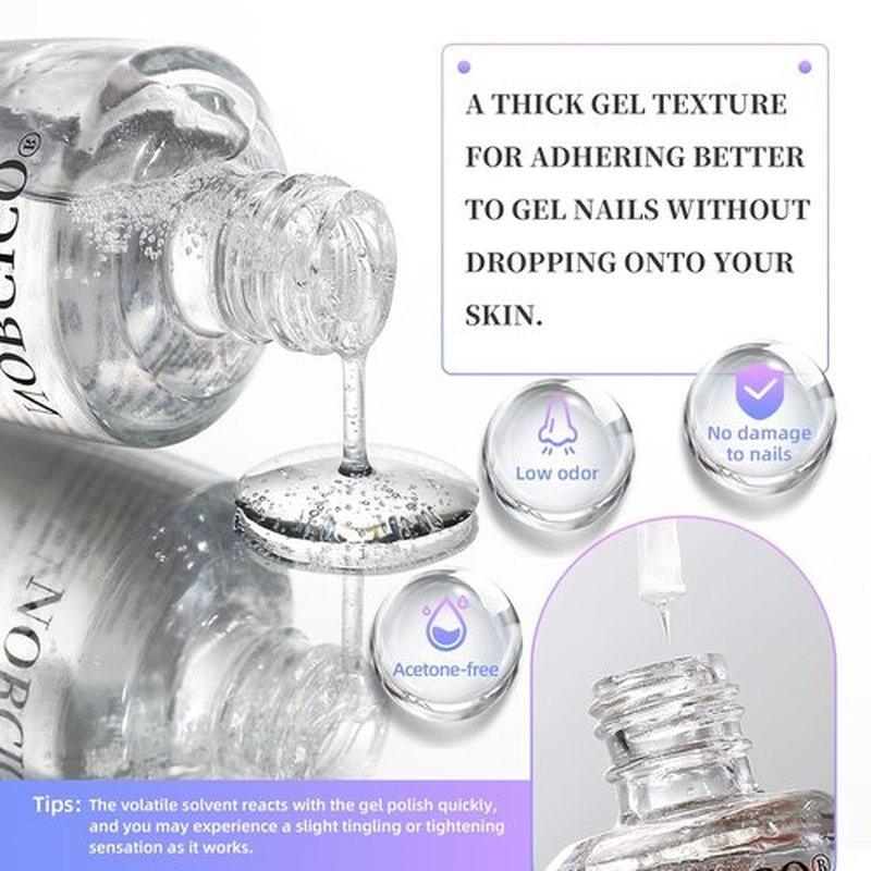 Skiennix Gel Nail Polish Remover - Low-Odor, Acetone-Free Formula for Quick 3-5 Minute Removal | 15ml
