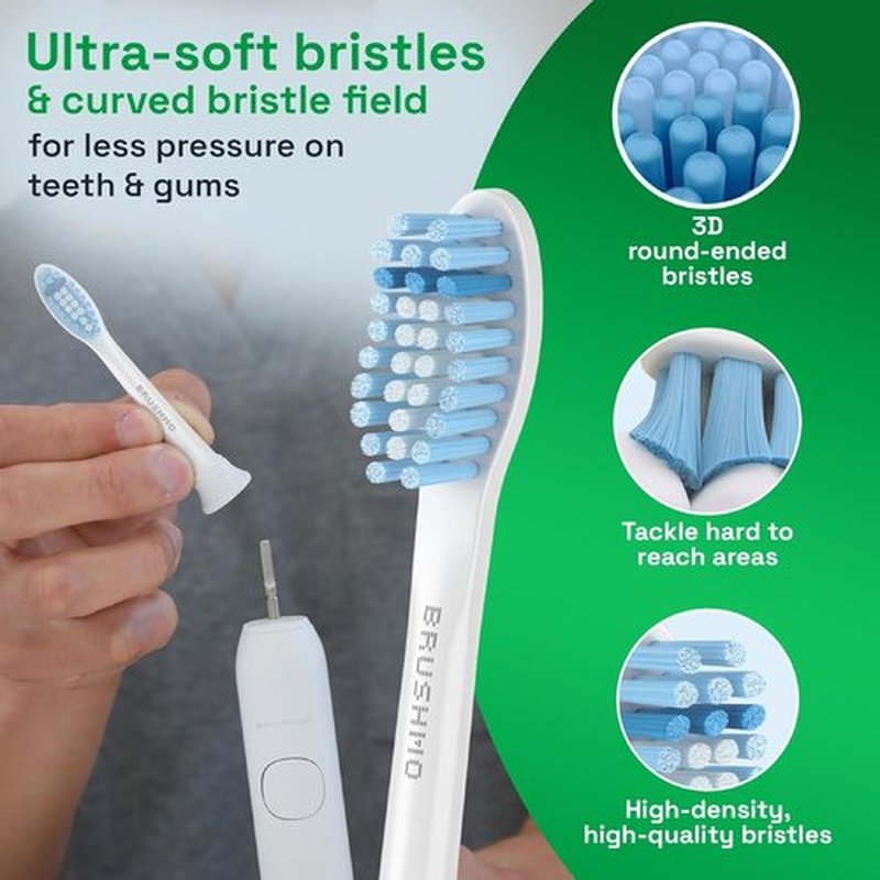 Brushmo Toothbrush Heads - Sensitive Replacement for Philips Sonicare | 8 Extra Soft Dupont Bristles, White