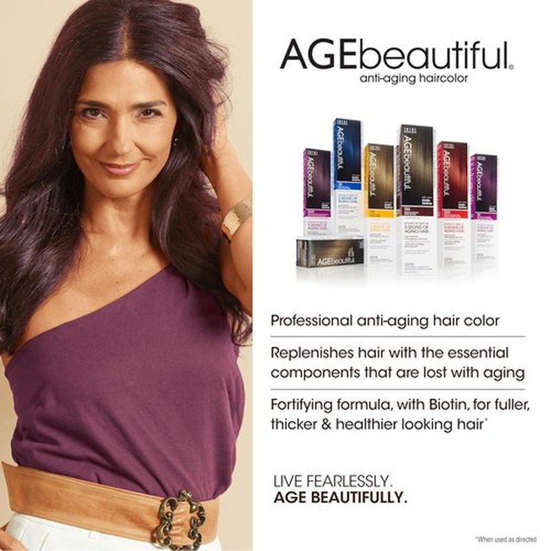 AGE Beautiful Permanent Hair Color Dye - 100% Gray Coverage & Anti-Aging Formula | Biotin Infused for Thicker, Healthier Hair