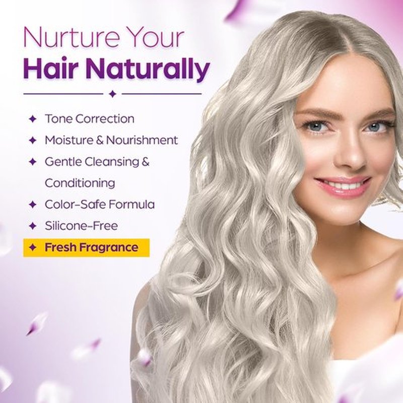 Herbishh Purple Shampoo - Eliminate Yellow & Brassy Undertones | 16.9 fl. Oz for Blonde Hair