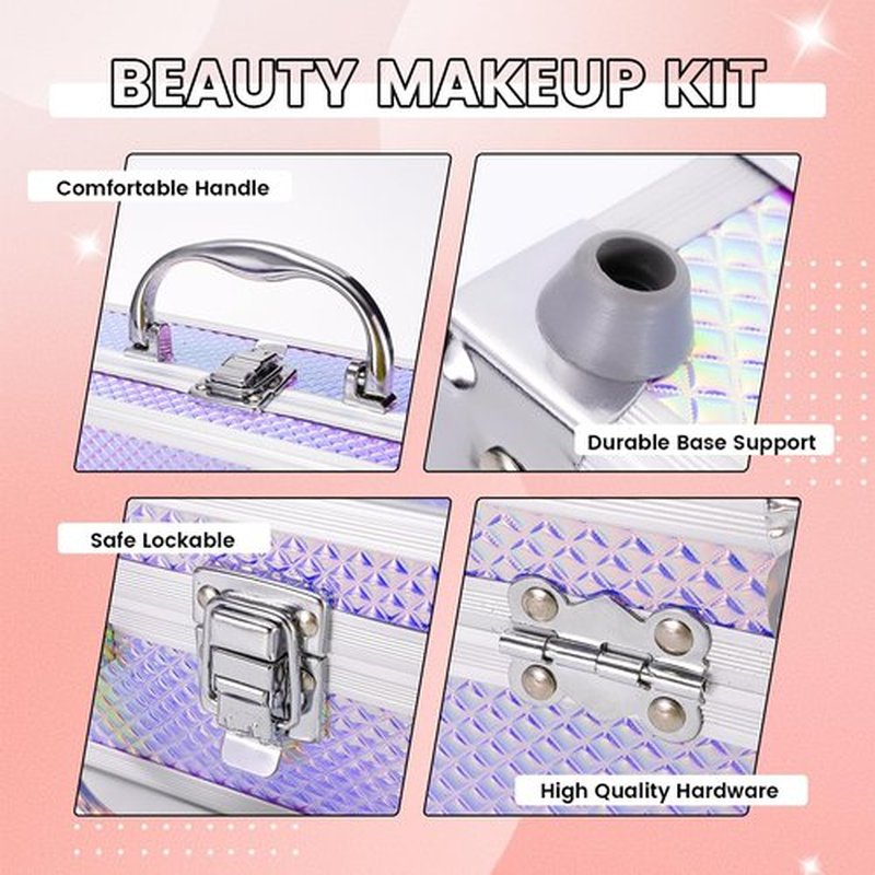 Makeup Kit for Women Girls, Fashionable Make Up Present Set for Beginners Professionals Traveler with Case, Makeup Essential with Eyeshadow Palette, Lip Gloss, Mascara,Foundation Face Primer(Purple)