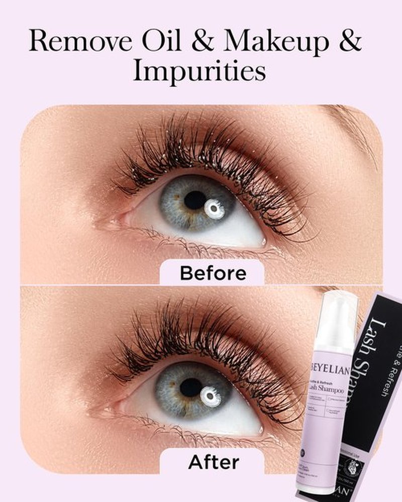 BEYELIAN Cluster Lash Glue Remover, Shampoo Kit for Eyelash Extension, 100ML Eyelash Shampoo, White Eyelash Extension Cleanser, Lash Eyelid Foam Cleaning Kit for Salon Use and Home Use