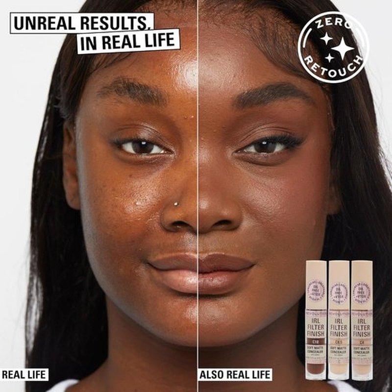 Revolution | IRL Filter Finish Concealer - Full Coverage, Oil-Free, Lightweight, Vegan, C5, 0.21 oz