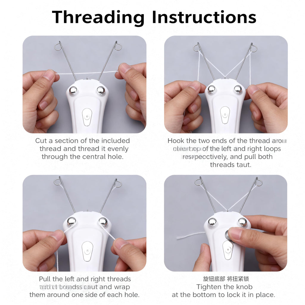 Threading Hair Removal for Women LED Light Electric Ladies Thread Hair Remover,Threader Machine Epilator for Fine Hairs on Face, Upper Lip, Arms