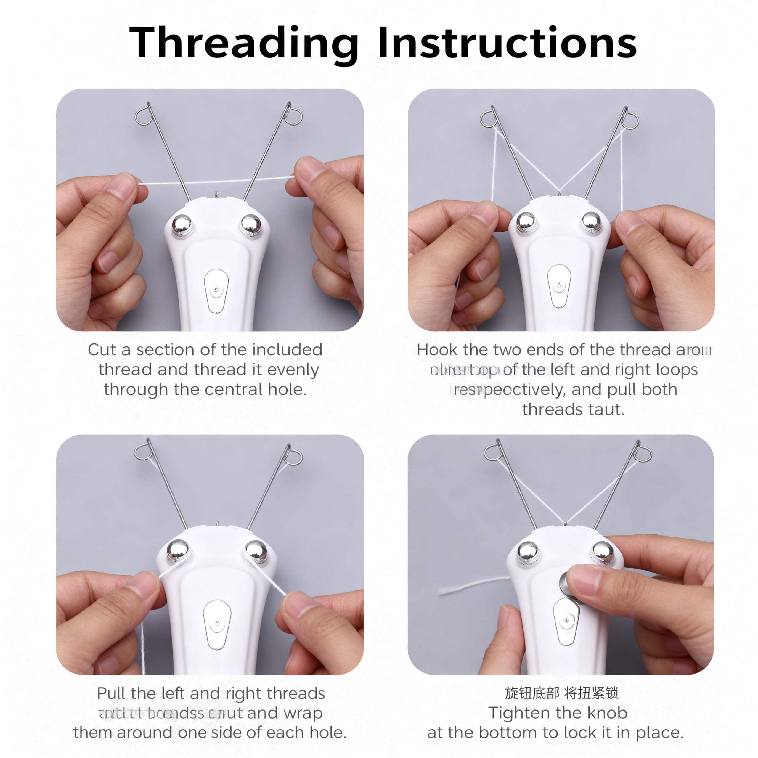 Threading Hair Removal for Women LED Light Electric Ladies Thread Hair Remover,Threader Machine Epilator for Fine Hairs on Face, Upper Lip, Arms