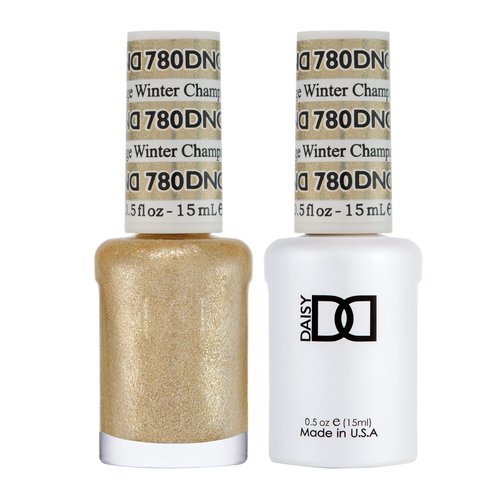 DND Gel Polish Set, Gold Collection, UV/LED Gel Polish and Air Dry Nail Lacquer, Matching Chip-Free Polish Duo, 780 Champagne Winter, 0.5 Fl Oz