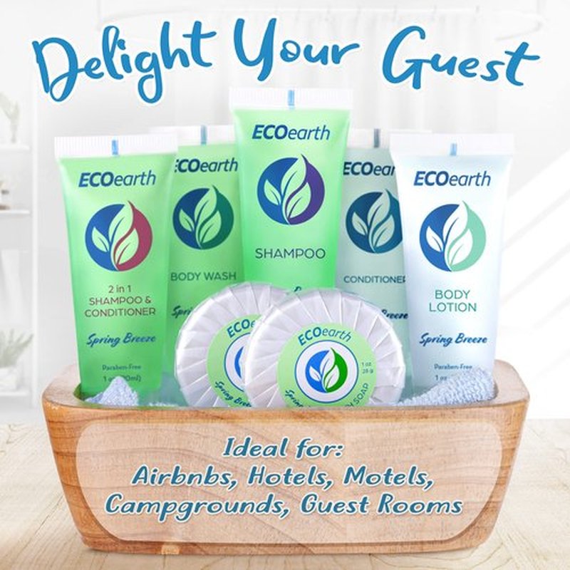 EcoEarth - Travel Size Conditioner - 1 fl oz, 200 PK, Spring Breeze - Delight Your Guests with Revitalizing and Refreshing Hotel Conditioner - Small Size Travel Amenities - Hotel Toiletries in Bulk