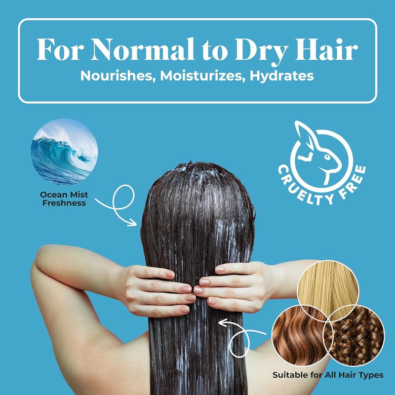 White Rain Moisturizing Shampoo - Ocean Mist Scent | Hydrating & Paraben-Free, 15 fl oz for All Hair Types