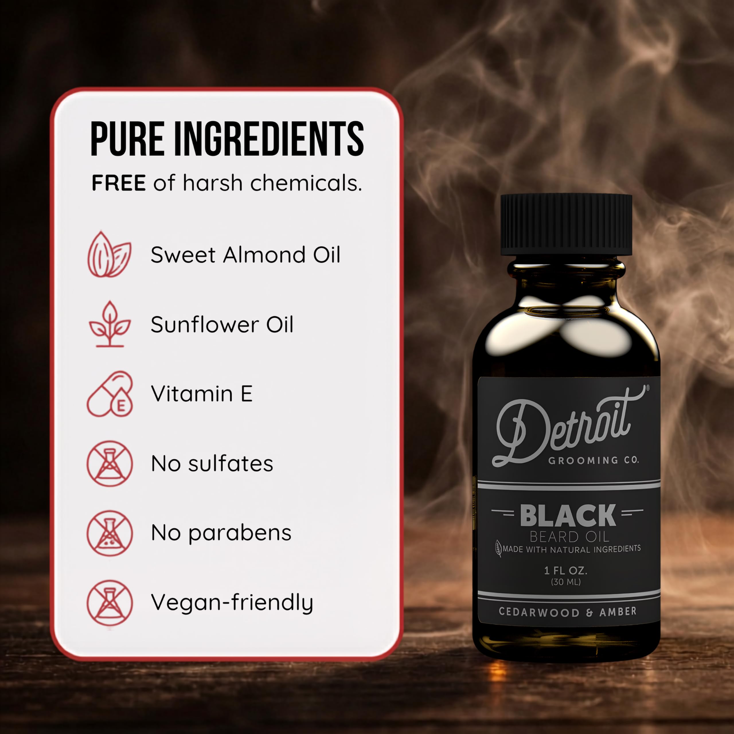 Detroit Grooming Co. Beard Oil | Black | Natural Formula, 1 oz