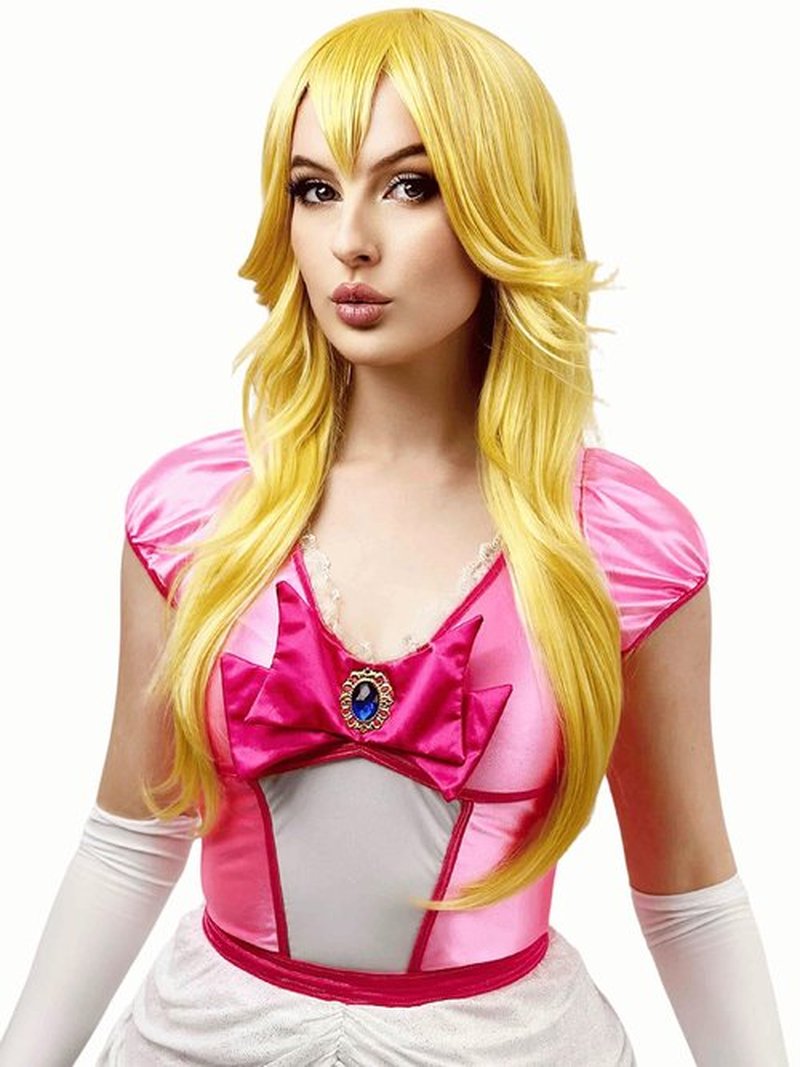 ALLAURA Compatible with Princess Wig Anime CosplayWig | PrincessWig Yellow Blonde Long Wavy Cosplay Wigs SyntheticWig For Girls Yellow Wavy CosplayWig Cosplay For Halloween Party