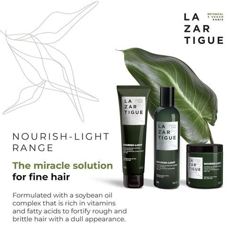Lazartigue Nourish Light Shampoo - Soy Oil Enriched for Lightweight Nourishment | Vegan, 8.4 Fl Oz