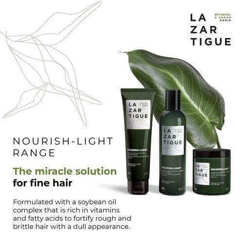 Lazartigue Nourish Light Shampoo, Soy Oil Enriched, Lightweight Nourishment for Dry, Fine Hair, Vegan, Sulfate & Silicone Free, 8.4 Fl Oz