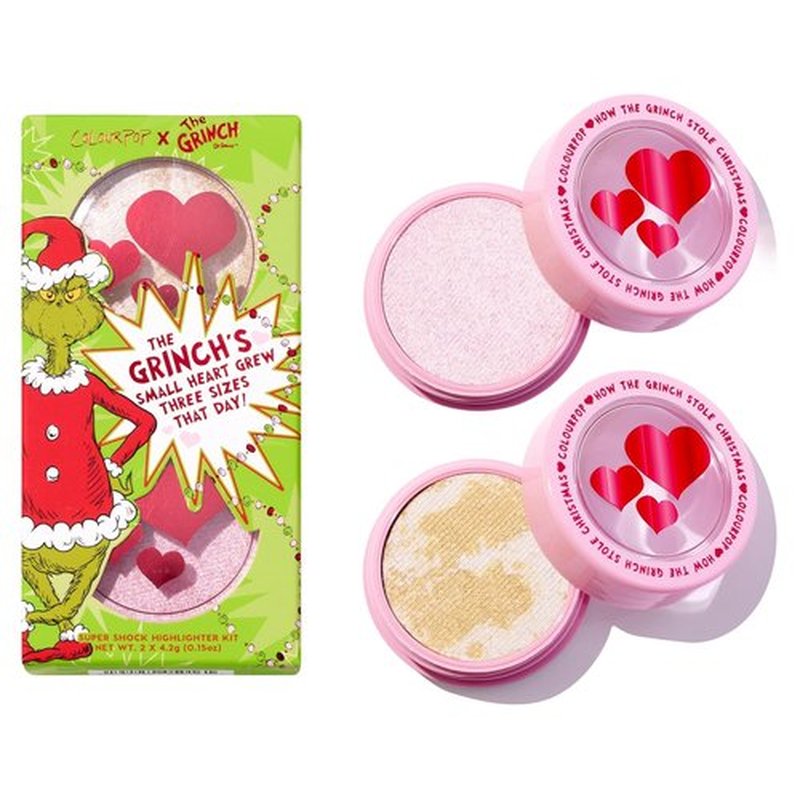 ColourPop x The Grinch Super Shock Highlighter Makeup Kit - Vegan, Cruelty-Free, Luminous Finish | Limited Edition Holiday Gift Set (2 Count)