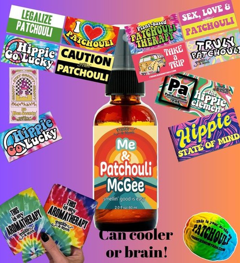 Frankie & Myrrh Aromatherapy Spray - Patchouli Orange Vanilla (2 Fl Oz) + Sticker Pack & Gift