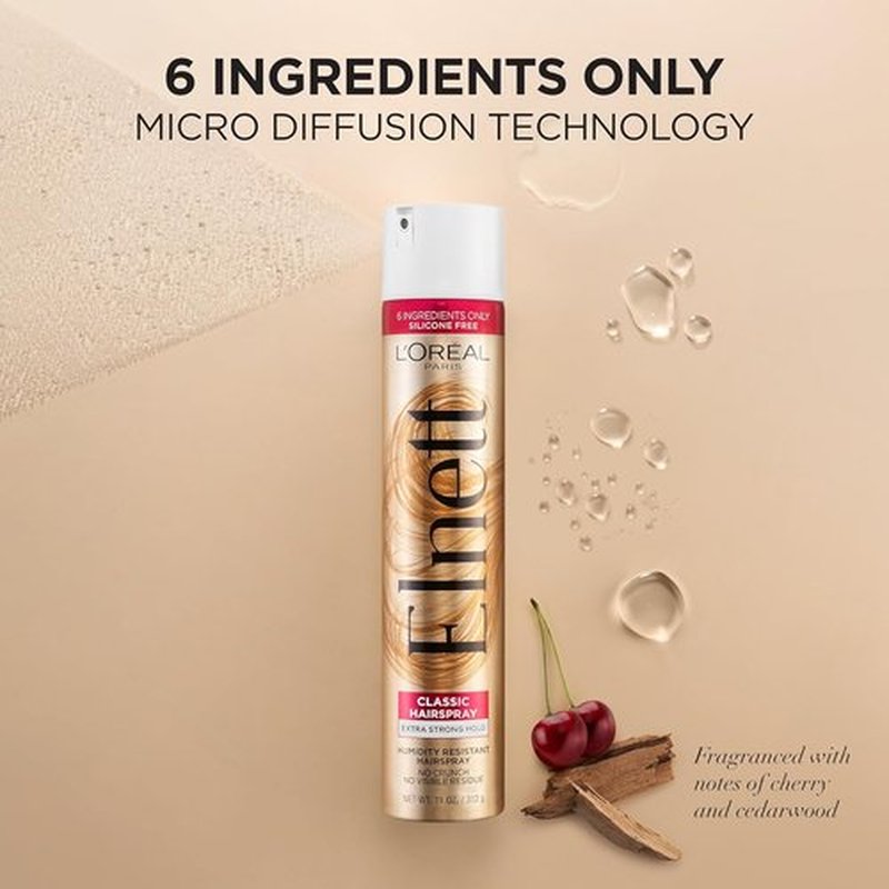 L'Oreal Paris Elnett Satin Hairspray - Extra Strong Hold for Color Treated Hair | 11 oz